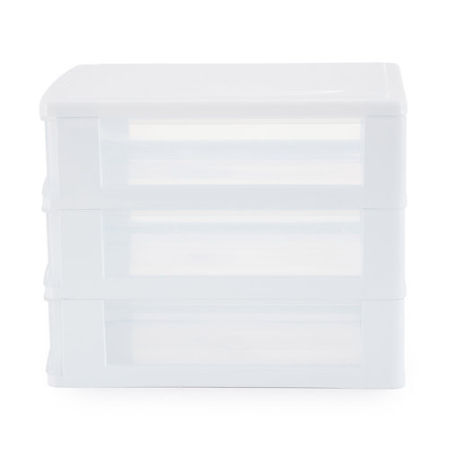 Gracious Living Clear Mini 3 Drawer Desk Organizer With White Finish, 2